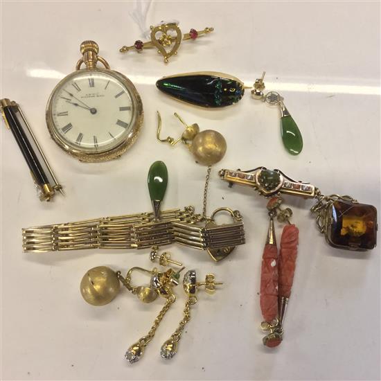 18ct gold watch, gold bracelet other misc jewellery